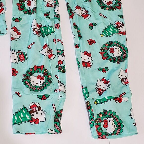 POSH PEANUT Hello Kitty Wreath Christmas Pajamas Size 5T-6T NEW NWT Mint Green - Picture 8 of 9